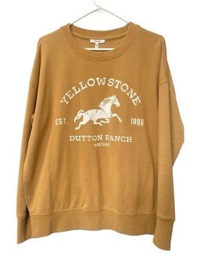 Yellowstone Dutton Ranch Graphic Sweatshirt Maurices size S Mustard Top